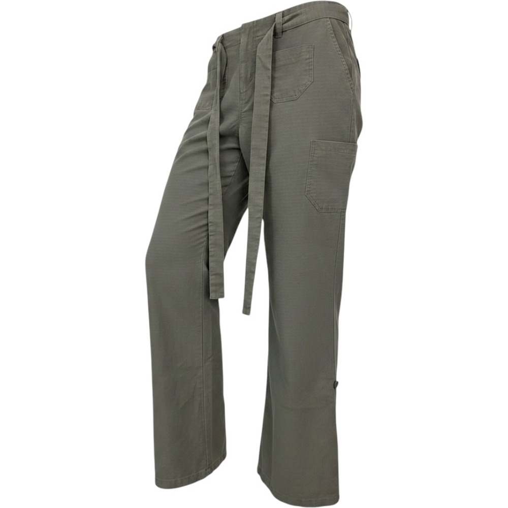 Ripstop Cargo Pants Women 31 Inseam Olive Green Wide Leg Utility Belted Roll‎ up